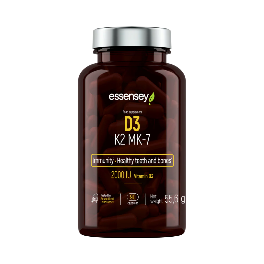 Essensey D3 2000 IU, K2 and MK-7 vitamins for bones and immunity (90 capsules)