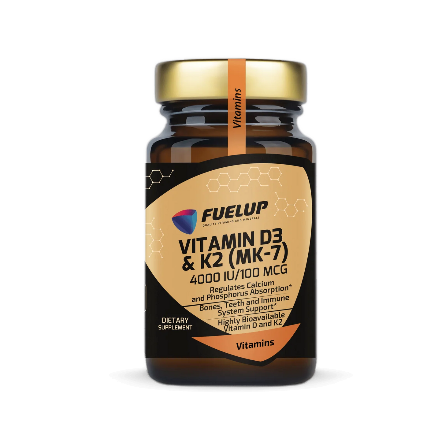 Fuel Up D3 4000 IU + K2 vitamīns (MK-7) (120 kapsulas)