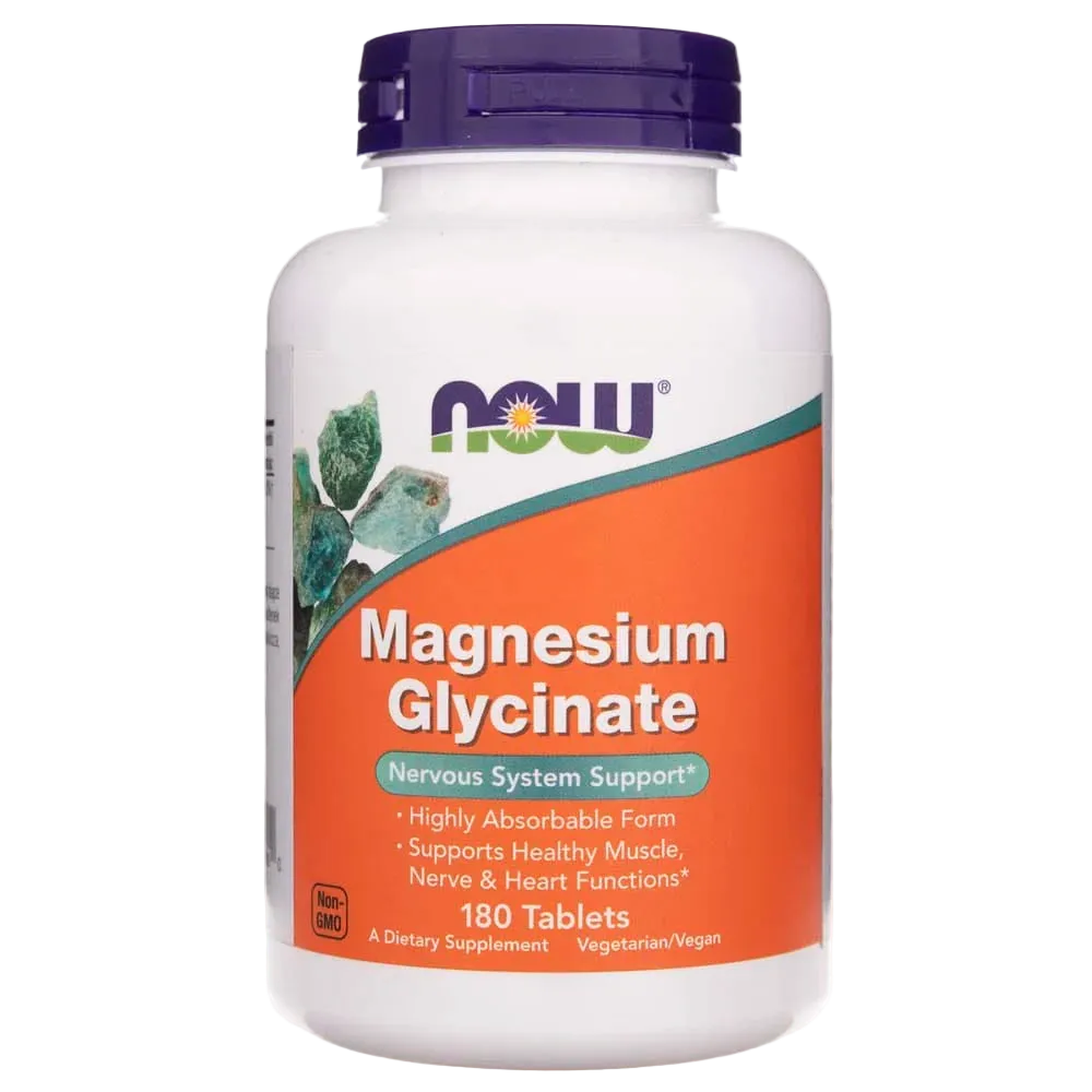 NOW Foods Magnesium Glycinate 180 Tablets (100 mg per tablet)