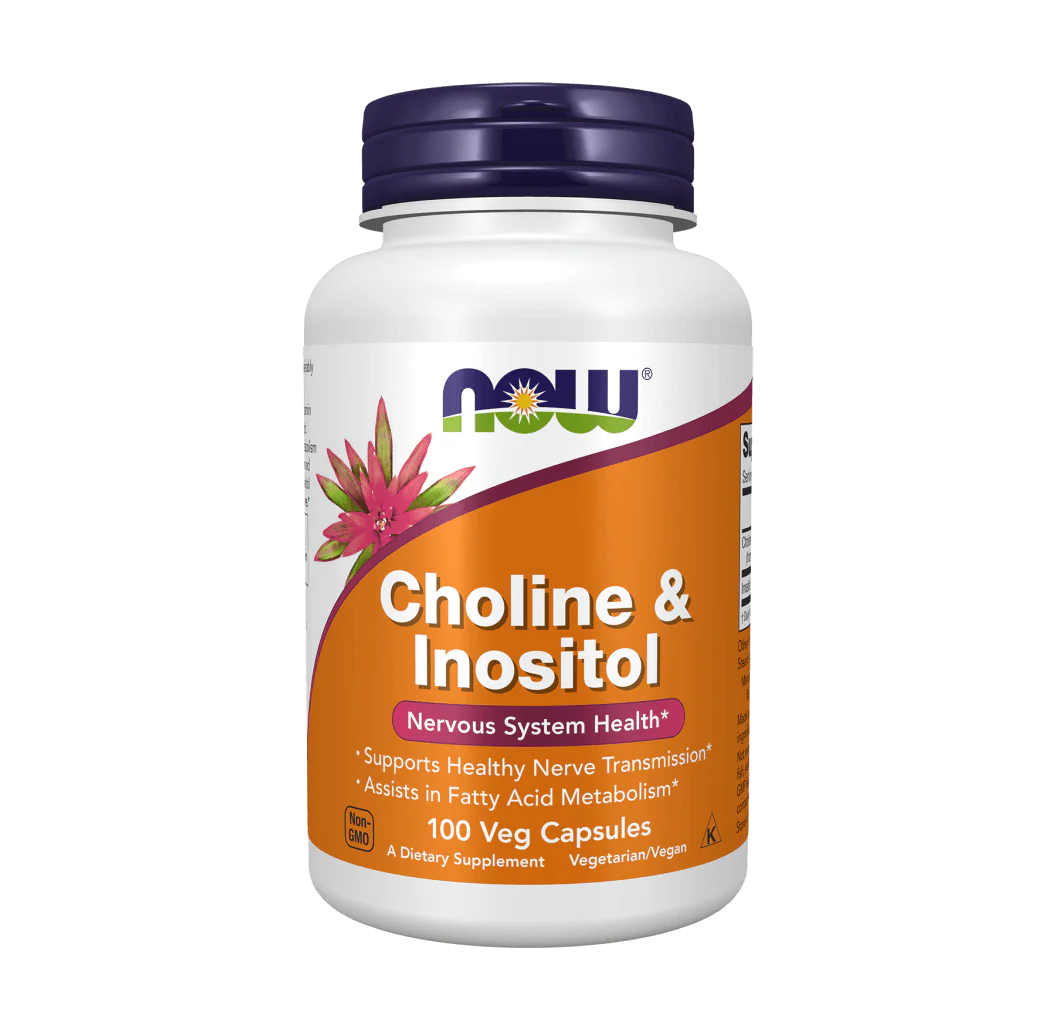 NOW Foods Choline + Inositol for Nerve, Brain, and Liver Health (100 Capsules)