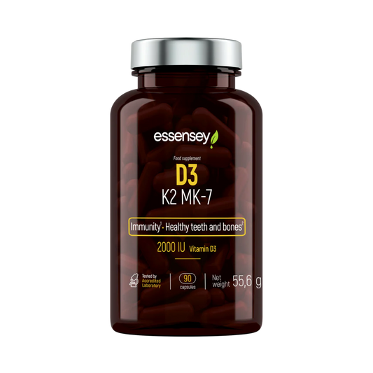 Essensey D3 2000 IU, K2 and MK-7 vitamins for bones and immunity (90 capsules)
