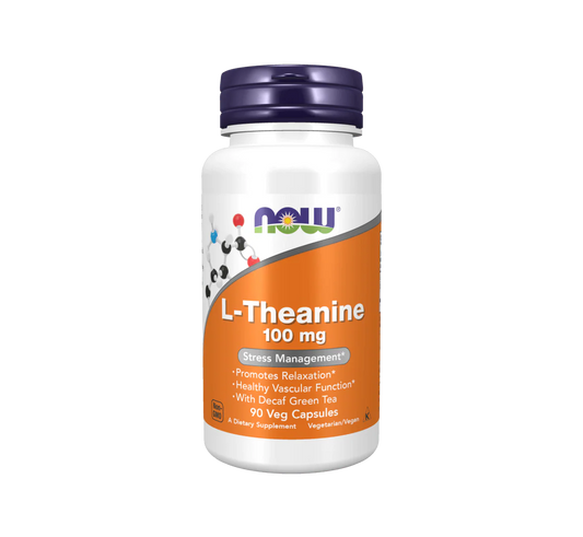 NOW Foods L-Theanine 100mg for Relaxation, Alertness and Concentration (90 Capsules)